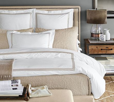 HotelHome 100% Baumwolle Broderierte Bettdecke Bettwäsche Set 4 Stück Single Double Queen King