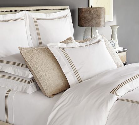 HotelHome 100% Baumwolle Broderierte Bettdecke Bettwäsche Set 4 Stück Single Double Queen King