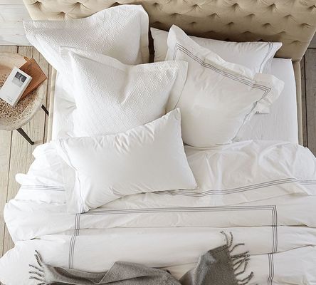HotelHome 100% Baumwolle Broderierte Bettdecke Bettwäsche Set 4 Stück Single Double Queen King