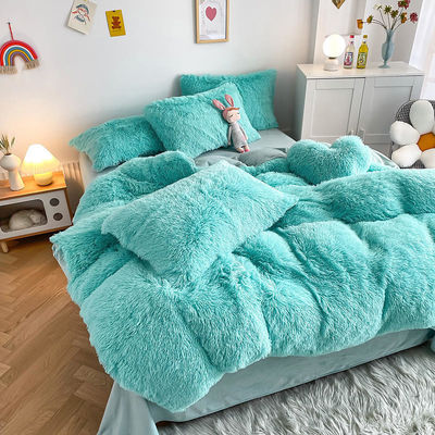 Hot Blue Luxury Shaggy Flanell Mink Samt Bettwäsche Set für alle Gruppen im Herbst-Winter