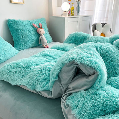 Hot Blue Luxury Shaggy Flanell Mink Samt Bettwäsche Set für alle Gruppen im Herbst-Winter