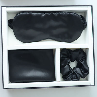 Luxuriöse Schlafmaske Schwarze Seiden-Augen-Maske Custom LOGO OEM/OEM 100% Seiden-Kissen-Kase Set Schwarz