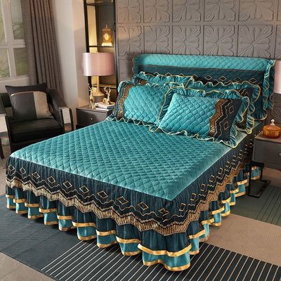 Custom Polyester Bettrock Drei Stück Staubdichte Bettdeckel für Zuhause 40 Stoffzahl