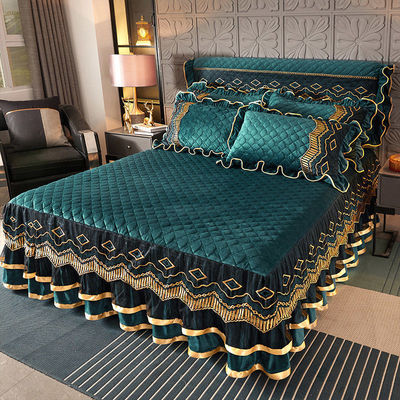 Custom Polyester Bettrock Drei Stück Staubdichte Bettdeckel für Zuhause 40 Stoffzahl