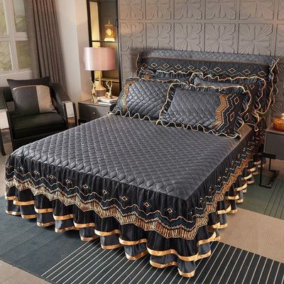 Custom Polyester Bettrock Drei Stück Staubdichte Bettdeckel für Zuhause 40 Stoffzahl