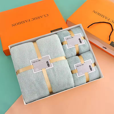 Weiches und absorbierendes Haus Hotel Spa Badetuch Set Geschenk in dickem Korallenfleece Mikrofiber