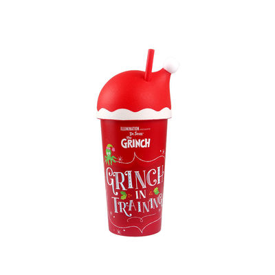 500 ml roter Weihnachtsmann mit Deckel und Stroh