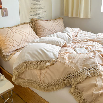 2024 Luxus-Bohemian Princess Tassels Jacquard Duvet Cover Set mit individuellem Logo