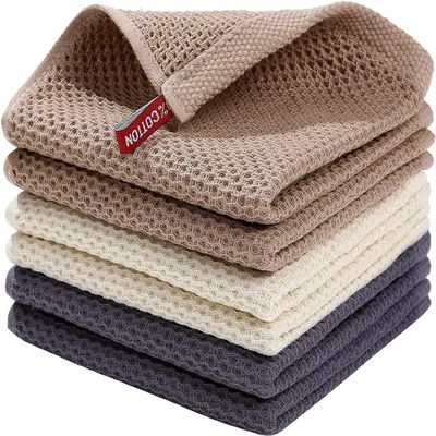 Home OEM Akzeptables leicht zu reinigendes Küchentücher-Set mit Haken- und Waffelquadrat-Design
