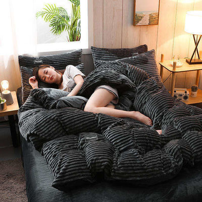 Zuhause Hotel 4 Stück Flannel Bettwäsche Set Decke Abdeckung Flachblech Kissen Hülsen Königin/König Größe