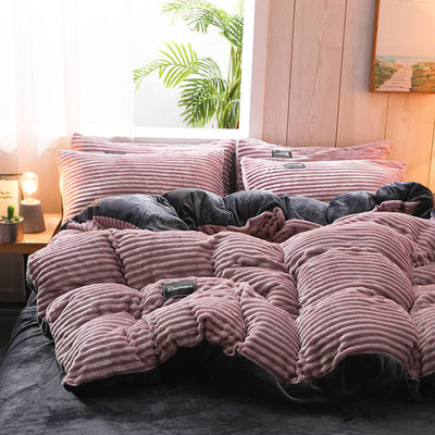 Zuhause Hotel 4 Stück Flannel Bettwäsche Set Decke Abdeckung Flachblech Kissen Hülsen Königin/König Größe