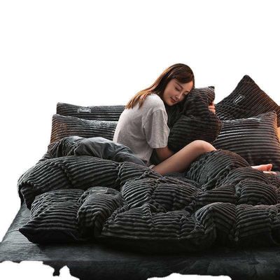 Zuhause Hotel 4 Stück Flannel Bettwäsche Set Decke Abdeckung Flachblech Kissen Hülsen Königin/König Größe
