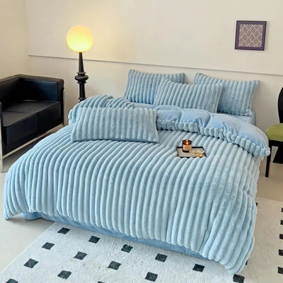 Polyester Füllung Heiss Kaninchen Falsches Fell Flauschige Plüssig Warme Decke Deckel Set für 2,0m Bett