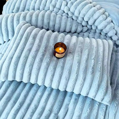 Polyester Füllung Heiss Kaninchen Falsches Fell Flauschige Plüssig Warme Decke Deckel Set für 2,0m Bett