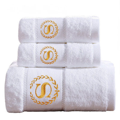 Lieferzeit 7-15 Tage Custom Logo 100% Baumwolle Weiße Hotelhandtücher für das Bad