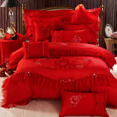 100% Baumwolle Stickerei 60S Quilt Cover Braut Bettwäsche Set Komfort Bettwäsche Set Hochzeit Souvenirs Geschenk