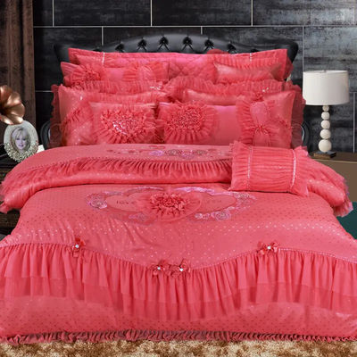 200TC 100% Baumwolle Bettwäsche Quilt Cover Bettrock Set für den europäischen und amerikanischen Stil