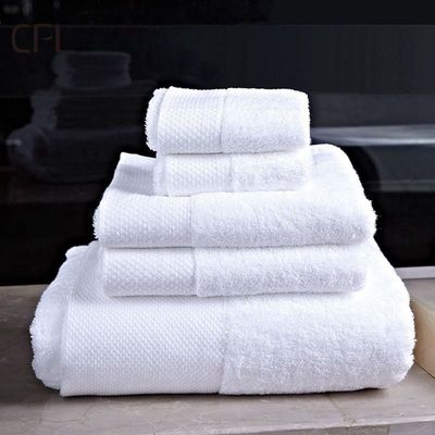 Luxus 100% Baumwolle Weiß Bad Hand-Gesichtshandtuch Set mit Custom Stickerei Logo 70 * 140cm