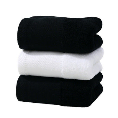 Zuhause Hotel Reisen Spa Reines Baumwollhandtuch mit individuellem Logo-Druck Weiß Schwarz
