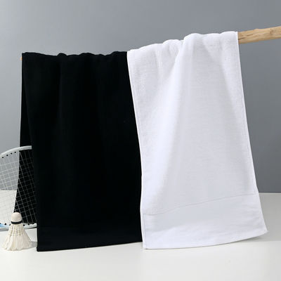 Zuhause Hotel Reisen Spa Reines Baumwollhandtuch mit individuellem Logo-Druck Weiß Schwarz
