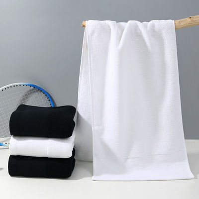 Zuhause Hotel Reisen Spa Reines Baumwollhandtuch mit individuellem Logo-Druck Weiß Schwarz