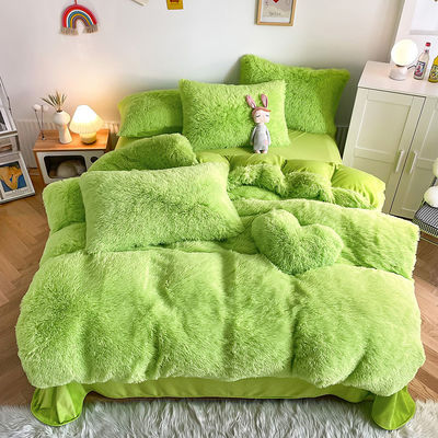 2023 Shaggy Warm Mink Samt Kristall Bettwäsche Massive Decke Abdeckung für 1,5 m 5 Fuß Bett 4 Stück