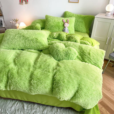 2023 Shaggy Warm Mink Samt Kristall Bettwäsche Massive Decke Abdeckung für 1,5 m 5 Fuß Bett 4 Stück