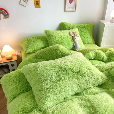2023 Shaggy Warm Mink Samt Kristall Bettwäsche Massive Decke Abdeckung für 1,5 m 5 Fuß Bett 4 Stück