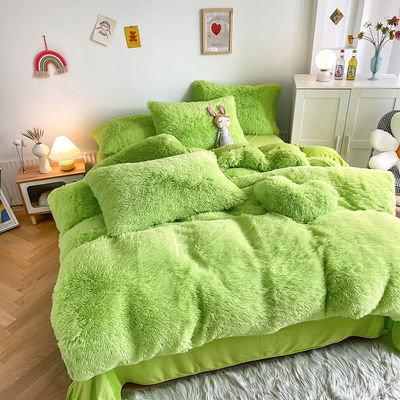 2023 Shaggy Warm Mink Samt Kristall Bettwäsche Massive Decke Abdeckung für 1,5 m 5 Fuß Bett 4 Stück