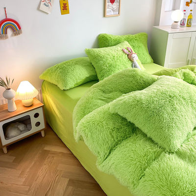 2023 Shaggy Warm Mink Samt Kristall Bettwäsche Massive Decke Abdeckung für 1,5 m 5 Fuß Bett 4 Stück