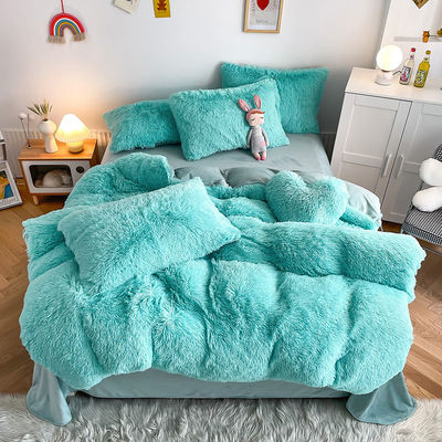2024 Hot Blue Luxury Shaggy Warm Mink Samt Kristall Bettwäsche Set für Winter Bettwäsche