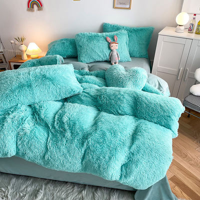 2024 Hot Blue Luxury Shaggy Warm Mink Samt Kristall Bettwäsche Set für Winter Bettwäsche