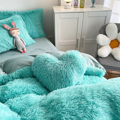 2024 Hot Blue Luxury Shaggy Warm Mink Samt Kristall Bettwäsche Set für Winter Bettwäsche