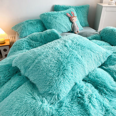 2024 Hot Blue Luxury Shaggy Warm Mink Samt Kristall Bettwäsche Set für Winter Bettwäsche