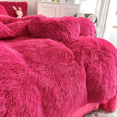 Farbe Fester Muster Typ Luxuriöse Schäbig Warme Mink Samt Kristall Bettwäsche Set für den Winter