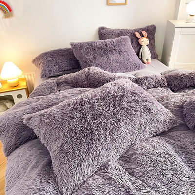 Prinzessin Stil Grau Lila Schäbig Warm Mink Samt Kristall Decke Cover Set für den Winter