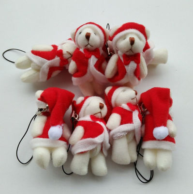 Mini Weihnachtsknöchelbär 6cm Pluss Toy Teddy Bär Puppen Anhänger mit 6*3*2cm Größe