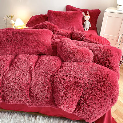 Ins Rot Farbe Warme Mink Samt Kristall Bettwäsche Set für Winter Bettwäsche Quilt Cover