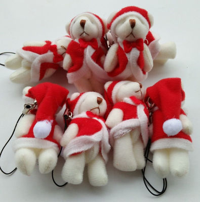 Mini Weihnachtsknöchelbär 6cm Pluss Toy Teddy Bär Puppen Anhänger mit 6*3*2cm Größe