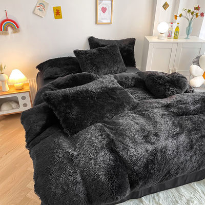 Warme Mink-Velvet-Kristall-Bettwäsche Massivdecken-Abdeckung für den Winter schwarz
