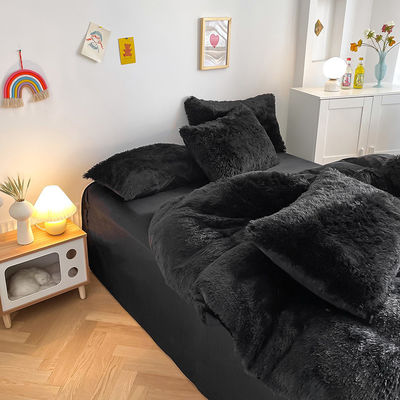 Warme Mink-Velvet-Kristall-Bettwäsche Massivdecken-Abdeckung für den Winter schwarz