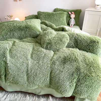 RTS Moss Grüne Farbe Luxus schäbig warme Mink Samt Kristall Bettwäsche Set für den Winter
