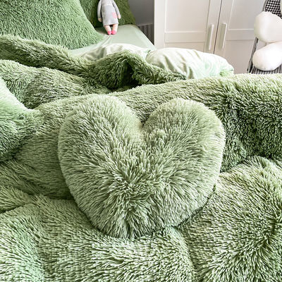 RTS Moss Grüne Farbe Luxus schäbig warme Mink Samt Kristall Bettwäsche Set für den Winter