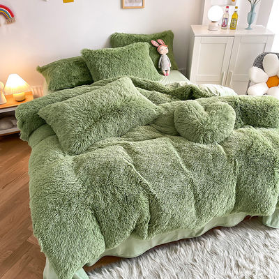 RTS Moss Grüne Farbe Luxus schäbig warme Mink Samt Kristall Bettwäsche Set für den Winter