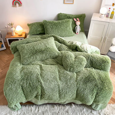 Ins Moss Grün Luxus schäbig warme Mink Samt Kristall Bettwäsche Set für Winter Bettwäsche