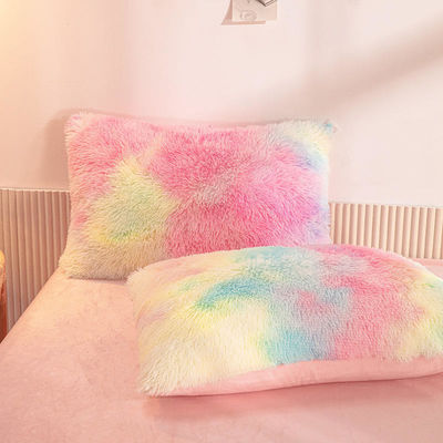 Regenbogenfarbe Fälschung Pelz Samt Flussiges Plüssig Bettwäsche Set für modernes Zuhause und Dekoration