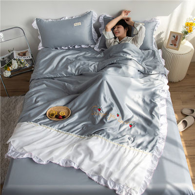 Luxus Stickerei Gewaschen Seiden Bettwäsche Set Quilt Füllung Weiches und Atmung Bettwäsche 2024