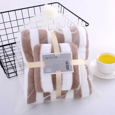Polyesterhandtuch Badhandtuch Set breit gestreifte bunte dicke absorbierende Korallenfleece Handtuch