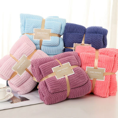 Verdicktes Badetuch aus Mikrofiberkorallenfleece Set 2 in 1 für Quadrat 250GSM Gesichtshandtuch