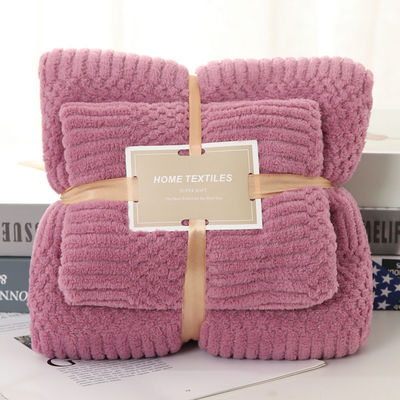 Verdicktes Badetuch aus Mikrofiberkorallenfleece Set 2 in 1 für Quadrat 250GSM Gesichtshandtuch